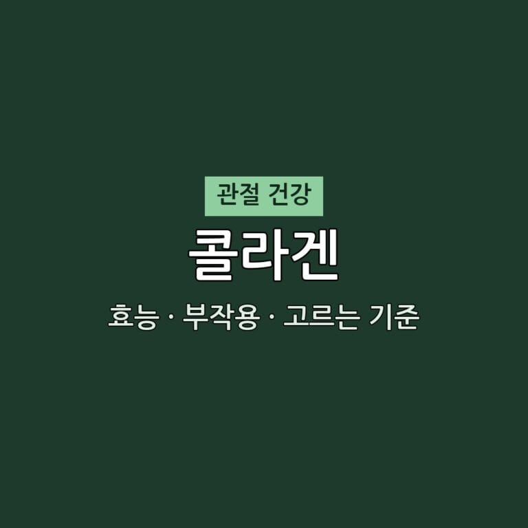 콜라겐 효능 부작용 관절 영양제 무엇이든 물어보세요